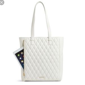 Vera Bradley "Quilted Leah Tote" white leather bag